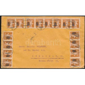 1916 Ajánlott levél 16 x 2,5 cent bérmentesítéssel / Cover with 40 cent franking PAYERNE - BUDAPEST...
