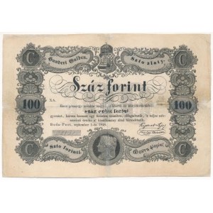 1848. 100Ft Kossuth bankó, XA 38131 T:III-,IV restaurált Hungary 1848. 100Ft Kossuth banknote, XA 38131 C:VG...
