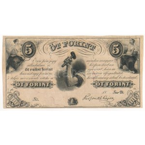 1852. 5Ft Kossuth bankó kitöltetlen D sorozat T:I- Hungary 1852. 5 Forint without date and serial number, prefix D...