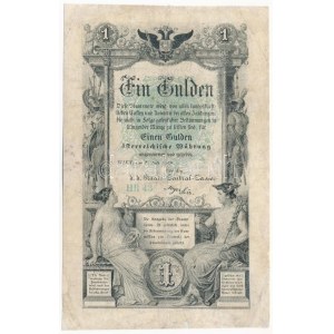1866. 1G vízjeles papíron, HB 43 sorszámmal T:III restaurált / Austrian Empire 1866. 1 Gulden on watermarked paper, ...