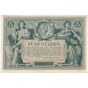 1881. 5Ft / 5G B1 12 28 13812 piros sorszámozással T:III szép papír / Austro-Hungarian Monarchy 1881. 5 Forint ...