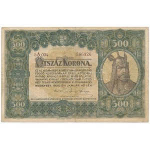1920. 500K Orell Füssli Zürich, barna (eredetileg fekete?) 5A 004 566326 T:III tűnyom / Hungary 1920. 500 Korona ...