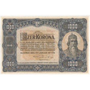 1920. 1000K Orell Füssli Zürich, B16 947361 T:III szép papír / Hungary 1920. 1000 Korona Orell Füssli Zürich, ...