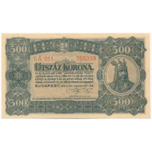 1923. 500K nyomdahely jelölés nélkül, 5A 011 705339 T:I- / Hungary 1923. 500 Korona without printer's mark, ...