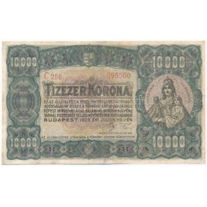1923. 10.000K nyomdahely jelölés nélkül, C258 095500 T:III,III- restaurált / Hungary 1923. 10...