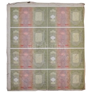 1930. 100P 8db-os vágatlan MINTA ÍV, hátlapi teljes és előlapi fázisnyomattal. A bankjegyek mind 089952...