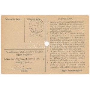 1946. 10.000AP nem kamatozó Pénztárjegy Másra át nem ruházható, KŐSZEG bélyegzéssel...