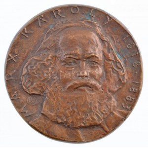 Bacsi István (1948-2002) DN Marx Károly 1818-1883 bronz emlékplakett (108mm) T:1- / Hungary ND Carl Marx 1818-1883...