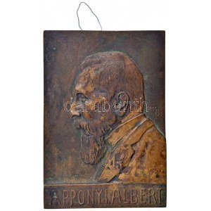 Maugsch Gyula (1882-1945) 1929. Apponyi Albert egyoldalas, öntött bronz plakett hátlapon akasztóval (186x129mm) T...