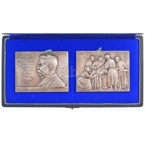 Franciaország 1905. Paul Segond professzornak, tanítványaitól és barátaitól ezüstözött bronz emlékérempár tokban...