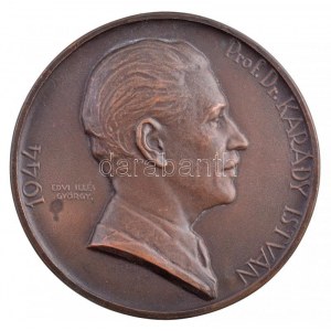Edvi Illés György (1911-1991) 1944. Prof. Dr. Karády István 1944 egyoldalas, öntött bronz emlékplakett (125mm) T:1- ...
