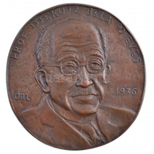 Osváth Mária (1921-1998) 1976. Dr. Issekutz Béla 90 éves egyoldalas, öntött bronz plakett (116x110mm) T:1- ...