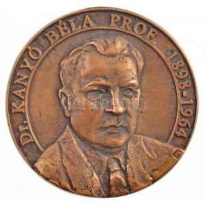 Papi Lajos(?) (1921-1987) ~1970. Dr. Kanyó Béla prof. 1898-1964 kétoldalas, öntött Br plakett (81mm) T:2 patina, ph ...