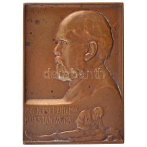 Pásztor János (1881-1945) 1912. Dr. Genersich Antalnak hálás tanítványai 1912 egyoldalas bronz plakett (60x44mm) T...