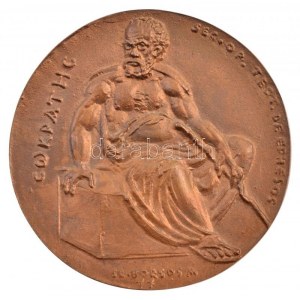 Borsos Miklós (1906-1990) 1977. Szokratész - SEC. OP. TEC. DE EPHESOS egyoldalas, öntött bronz emlékérem (114mm) T:1...