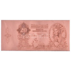 1941. 20P Szálasi-kiadás kiadatlan bankjegy Cu nyomólemez gyártásához készített véset pozitív lemeze (magaslemez)...