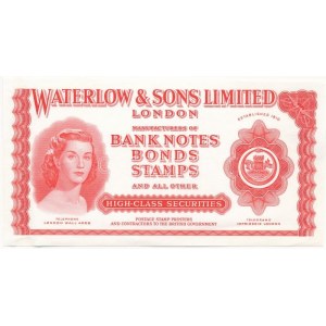 Nagy-Britannia ~1940-1950. Waterlow & Sons Limited egyoldalas reklám nyomata mint bankjegy tervezet...