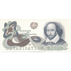 Svájc ~2000. Egyoldalas bankjegy tervezet névérték nélkül, Shakespeare előlapi tervezettel...