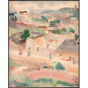 Johan Hugó (1891-1956): Tabán, 1942. Akvarell, ceruza, papír, jelzett. Proveniencia: Johan Hugó hagyatéka. 29,5x24 cm. ...