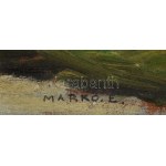 Markó Ernő (1868-1945): Tabáni részlet. Olaj, karton, jelzett. Dekoratív, kissé sérült fa keretben...