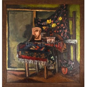 Zemplényi Magda (1899-1965): Csendélet Picasso szoborral. Olaj, vászon, jelzett. Proveniencia: Virág Judit, 23. aukció ...