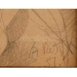 Réth Alfréd (1884-1966): Afrikaiak, 1951. Ceruza, papír. Jelzett. Üvegezett, dekoratív fa keretben. 31×23 cm ...