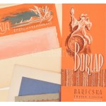 cca 1950 Légrády Sándor (1906-1987): 19 db étlap és itallap terve, akvarell és/vagy tempera, papír vagy papír kartonon...