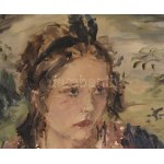 Náray Aurél (1883-1948): Anya gyermekével. Olaj, vászon. Jelezve balra fent. Sérült. Dekoratív, sérült fakeretben...