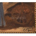 Pállya Celesztin (1864-1948): Piaci kofák. Olaj, falemez, jelzett, keretben, 9x14 cm