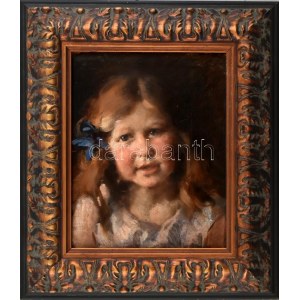 Paul Paede (1868-1929): Kislány portré, 1907. Olaj, karton, jelezve balra fent. Dekoratív fakeretben. 32×25 cm ...