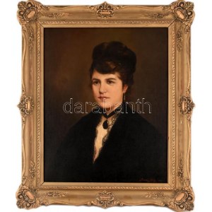 Benes Pál (1867-1932): Női portré, 1909. Olaj, vászon, jelezve jobbra lent. Restaurált, dublírozott. 70,5x55,5 cm...