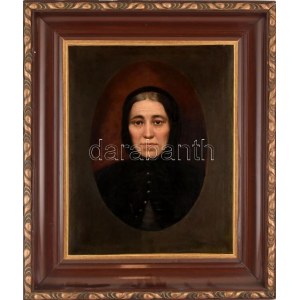 Szakáts József (1820-1870): Női portré. Olaj, vászon, jelezve jobbra lent. Restaurált, dublírozott. 59x46,5 cm...