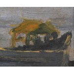 Schadl János (1892-1944): Napfényes vízparton. Olaj, karton, jelzett. Dekoratív, sérült fa keretben...