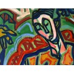 Kozma István (1937-2020): Női akt. Olaj, vászon, jelezve jobbra fent és jobbra lent, 80×60 cm. Dekoratív fa keretben ...