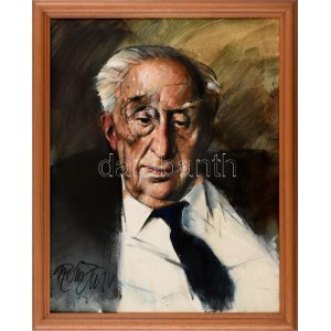 Gyémánt László (1935-): Teller Ede portréja. Olaj, vászon, jelzett. Reprodukálva a művész honlapján: http://www...