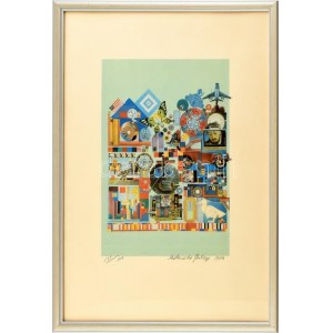 Eduardo Paolozzi (1924-2005): Színelméleti kísérlet, Köln, 1979. Ofszet nyomat, papír, jelzett. Számozott: 135/150...