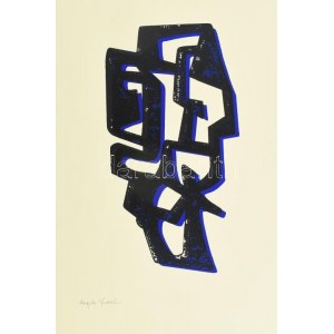 Frank Magda (1914-1997): Kompozíció. Szitanyomat, papír, jelzett, 32,5×21 cm / screenprint on paper...