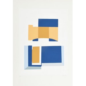 Mark (Márkus), Anna (1928-): Geometrikus kompozíció, 1990. Szitanyomat, papír, jelzett, művészpéldány E.A. jelzéssel...