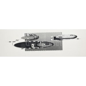 Joseph Kádár (1936-2019): L'Horizontalisme, 1995. Szitanyomat, papír. Jelzett. E.A./3. művészpéldány. 86x19cm ...