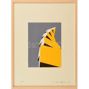 Kelle Antal (1953-): Twist. Kollázs, ofszet, karton, papír. Jelzett, számozott (0 1/1). Üvegezett fakeretben. 26x21 cm...