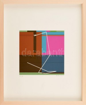 Manfred Mohr (1938-): Geometrikus kompozíció, 2012-19. Computer print, papír, jelzett. 0 1/1 számozással...