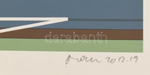 Manfred Mohr (1938-): Geometrikus kompozíció, 2012-19. Computer print, papír, jelzett. 0 1/1 számozással...