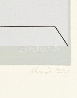 Konok Tamás (1930-2020): Konstruktivista kompozíció, 1991. Szitanyomat, papír, jelzett. Számozott: 36/40. 28×28 cm ...