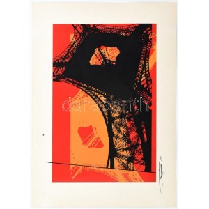 Hervé, Rodolf (1957-2000): Eiffel-torony. Szitanyomat, papír, jelzett. 32x22 cm. / Hervé, Rodolf (1957-2000): Eiffel...