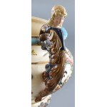 Nagyméretű angyalfejes kaspó. Eichwald, 19. sz. vége, festett, mázas porcelánfajansz, gazdag rokokós díszítéssel...