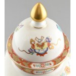 Herendi Shanghai (SH) mintás porcelán fedeles váza. Kézzel festett, jelzett, korának megfelelő kopásokkal. . m...