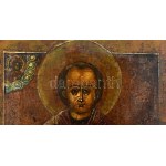 19. századi orosz ikon: Szent Márton. Tojástempera, fa. Sérült. 22x18cm