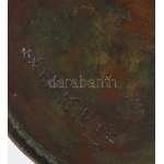 Japán váza. Öntött, patinázott bronz. Felületén relief japán daru madarak. Japán, Meiji-kor, 1900 körül. Jelzett. m...