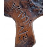 Kocsis Előd (1948-): Veronika kendője, bronz, jelzett (K 1996), 1/3, márvány talapzaton,22,5x16,5 cm, teljes...