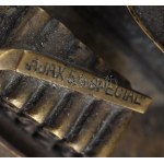 Carl Kauba (1865-1922) A Mechanikus Bronz, patinával. Téglalap alakú talapzat zöld márványból, fehér erezettel...